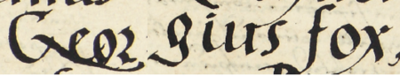Z księgi radzieckiej Kazimierza obejmującej lata 1540–1545: fragment wpisu dokumentującego
wybór rady urzędującej na rok 1541, z Jerzym Foxem w składzie – oraz zbliżenie zapisu imienia
(Archiwum Narodowe w Krakowie, sygn. K 10, s. 88–89)