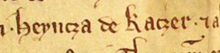 Dokument wydany w 1311 roku w Dobczycach, w którym Władysław Łokietek odbiera dobra buntownikom krakowskim,
w tym Henrykowi z Kietrza, przekazując je opactwu tynieckiemu – oraz powiększenie zapisu imienia
(Archiwum Państwowe w Krakowie, sygn. perg. Ach 11)