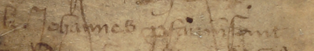 Z najstarszej zachowanej księgi radzieckiej Kazimierza obejmującej lata 1369–1381:
przednia pergaminowa okładka z czasów powstania księgi oraz strona wewnętrzna tej okładki z wpisem (pośrodku) rajców
wybranych na rok 1370, wśród których widnieje Jan Pfansmeth – oraz zbliżenie zapisu imienia
(Archiwum Narodowe w Krakowie, sygn. K 1, okładka przednia recto i verso)
