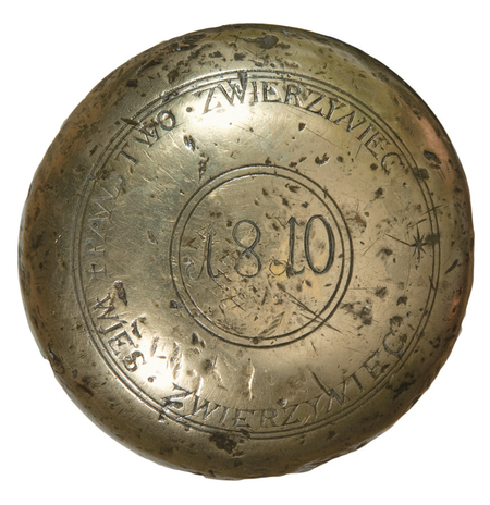Laska wójtowska wsi Zwierzyńca w ramach Państwa Zwierzynieckiego (klucza dóbr)
oraz zbliżenie jej głowicy; rok 1810 (Muzeum Historyczne Miasta Krakowa, nr inw. 448/III)