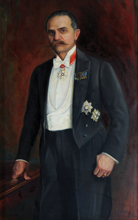 Portret Władysława Beliny-Prażmowskiego pędzla Józefa Chlebusa, 1936 rok (Muzeum Narodowe w Krakowie, nr inw. II-b-217, depozyt Urzędu Miasta Krakowa)