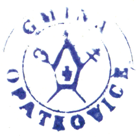 (1927)
Odciski pieczęci urzędowych Opatkowic
z lat 1820, 1855, 1927 i 1948
(CPAHU we Lwowie, sygn. fond 20, opis 1,
sprawa 266; Archiwum Narodowe
w Krakowie, sygn. KZCG 1871, s. 60;
sygn. PUZKr 54, nlb.; sygn. Gm. Sw. 18, nlb.)