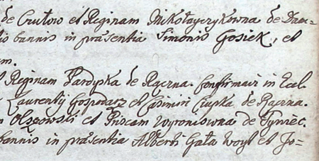 (Archiwum parafii Świętych Apostołów Piotra i Pawła w Krakowie, Księga ślubów
1645–1769, s. 31)