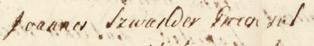 Z księgi radzieckiej Kazimierza obejmującej lata 1743–1752: dokonany w 1747 roku wpis otwierający
kolejne czynności urzędu radzieckiego pod przewodnictwem burmistrza Jana Szwandera – zbliżenie zapisu imienia i funkcji
(Archiwum Narodowe w Krakowie, sygn. K 48, s. 120)