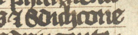 Z księgi radzieckiej Kazimierza obejmującej lata 1402–1416: fragment wpisu
dokumentującego wybór rajców na rok 1403, ze Zdziskiem zięciem Riczke w składzie – zbliżenie zapisu imienia
(Biblioteka Jagiellońska, sygn. rkps 1045/1, k. 36)