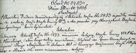 Z sentencjonarza obrad Senatu Rządzącego Wolnego Miasta Krakowa wpis z 1821 r.
związany z wyborem Karola Okońskiego na urząd wójtowski
(Archiwum Narodowe w Krakowie, sygn. WMK IV-7, s. 727)