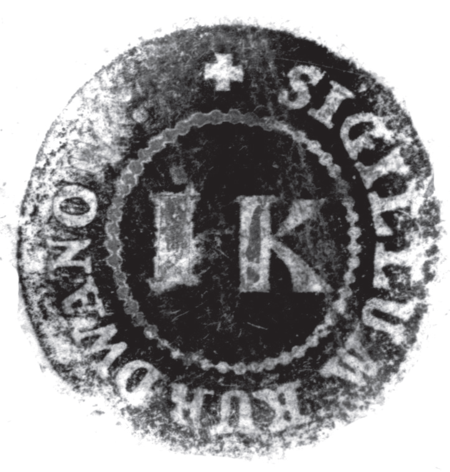 (1847)
Odciski pieczęci urzędowych Kurdwanowa
z lat 1843, 1847, 1924 i 1927
(Archiwum Narodowe w Krakowie,
sygn. K. Krak. op. 83, s. 17; sygn. K. Krak.
op. 147, s. 22; sygn. PUZKr 51, nlb.)