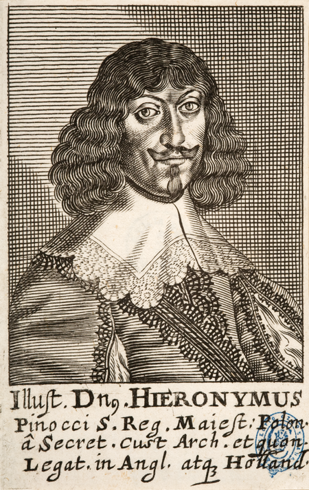 Portret Hieronima Pinocciego, miedzioryt M. Sommera, Norymberga 1663 rok (Muzeum Narodowe w Krakowie, nr inw. III ryc. 28.217)
