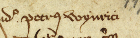 Z księgi ławniczej obejmującej lata 1365–1376 strony 116–117 z wpisem z 1371 roku, dotyczącym sprzedaży
przez Piotra Winrycha parceli położonej przy ul. Szewskiej – oraz powiększenie zapisu imienia
(Archiwum Państwowe w Krakowie, sygn. rkps 2, s. 116–117)