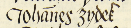 Z księgi radzieckiej Kazimierza obejmującej lata 1481–1508: fragment wpisu dokumentującego
wybór rady urzędującej na rok 1488, z Janem Zidkiem w składzie – oraz zbliżenie zapisu imienia
(Archiwum Narodowe w Krakowie, sygn. K 7, s. 137)