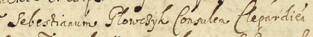 Z księgi radzieckiej Kleparza obejmującej lata 1659–1669: początkowy fragment wpisu z 1651 roku
dotyczącego sprawy rozliczeń między kleparskimi małżeństwami Lelenkowiców i Krzyżowiców,
z udziałem Sebastiana Główczyka, rajcy kleparskiego – oraz zbliżenie zapisu imienia i urzędu
(Archiwum Narodowe w Krakowie, sygn. KL 32, s. 1)