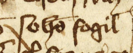 Z księgi ławniczej obejmującej lata 1365–1376 strony 146–147 z wpisem z 1372 roku, stwierdzającym,
że Jan Fogel, Piotr oraz Mikołaj Fleczer doprowadzili do ugody pomiędzy Franczkiem i Stefanem, braćmi zmarłego
Andrzeja, krawca królewskiego, w sprawie o podział majątku spadkowego – oraz powiększenie zapisu imienia
(Archiwum Państwowe w Krakowie, sygn. rkps 2, s. 146–147)