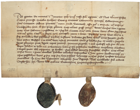 Dokument wystawiony w 1372 roku w Zwierzyńcu, w którym klasztor Norbertanek na Zwierzyńcu odstępuje
czynsz sześciu grzywien z cegielni i młyna zwanego Czudlicz na rzece Rudawie Ottonowi Westfalowi w zamian
za folwark na Zwierzyńcu (Archiwum Narodowe w Krakowie, sygn. perg. 53)