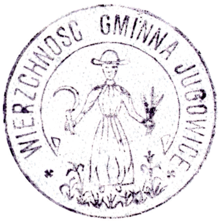(1927)
Odciski pieczęci urzędowych Jugowic z lat
1854 i 1927 oraz pieczęci dominium
jugowickiego z 1854 roku
(Archiwum Narodowe w Krakowie,
sygn. 29/279/1999, s. 108; sygn. PUZKr 49, nlb.)