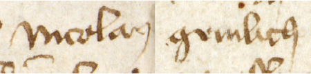 Z księgi ławniczej obejmującej lata 1390–1397 strony 214–215 z wpisem z 1397 roku dokumentującym,
że w związku z wyborem Mikołaja Strelicza (nr 144) i Mikołaja Gemlicha na urząd rajcy na ich miejsce zostali wybrani
na ławników Piotr Kaldherberg (nr 181) i Michał Drusk – oraz powiększenie zapisu imienia
(Archiwum Państwowe w Krakowie, sygn. rkps 3, s. 214–215)