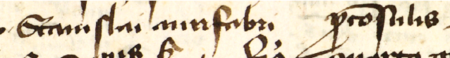 Z księgi testamentów obejmującej lata 1427–1623 strony 32–33 z wpisem z 1453 roku, stwierdzającym, że Jan Polski, złotnik,
złożył swoje zeznanie testamentowe w obecności rajców Stanisława złotnika, pełniącego wówczas funkcję burmistrza, i Jana Kinta
(nr 233) – oraz powiększenie zapisu imienia i funkcji burmistrza (Archiwum Państwowe w Krakowie, sygn. rkps 772, s. 32–33)
