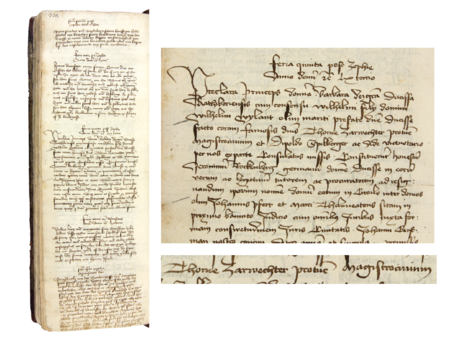 Z księgi radzieckiej obejmującej lata 1450–1483 strona 330 z wpisem z 1463 roku, stwierdzającym, że w czwartek
po św. Zofii księżna raciborska Barbara, za zgodą syna Wilhelma, ze związku z nieżyjącym już mieszczaninem krakowskim
Wilhelmem Willandtem (nr 186), wobec rajców Tomasza Zarwechtera, wówczas burmistrza, i Hipolita Spilbergera (nr 248),
jak też Adama wicenotariusza, ustanowiła Hieronima Rockenberga, swojego brata rodzonego, zastępcą prawnym w sprawie
sprzedaży należącego do niej domu położonego w Rynku – oraz powiększenie zapisu imienia i funkcji burmistrza
(Archiwum Państwowe w Krakowie, sygn. rkps 429, s. 330)