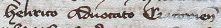 Z kopiariusza biskupstwa krakowskiego Liber Antiquus karty 71v–72, gdzie wpisana kopia aktu
wystawionego 14 czerwca 1303 roku przez Ulryka z Boskowic, starostę czeskiego w ziemi krakowskiej i sandomierskiej,
któremu świadkował Henryk wójt krakowski – oraz powiększenie zapisu imienia i urzędu
(Archiwum Krakowskiej Kapituły Katedralnej, sygn. LP 2, k. 71v–72)