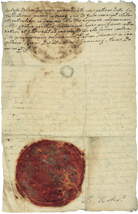 Kopia dokumentu wydanego w 1776 roku w Warszawie przez Stanisława Augusta Poniatowskiego, w którym król wzywa przed
swój sąd wdowę i spadkobierców Jana Kameli z pozwu magistratu Krakowa, skarżącego się o przywłaszczenie sobie wbrew prawom
miasta jurysdykcji na gruntach Lubicz (Archiwum Narodowe w Krakowie, sygn. 29-658-1157)