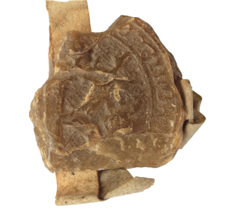 Dokument wydany w 1408 roku w Kazimierzu przez ławę miejską, w którym kazimierscy ławnicy, z Klemensem Chadą
w składzie, stwierdzili, że Jan Elianus (nr 49), wójt kazimierski, jako opiekun Jana Kulkirmana i jego żony Anny, sprzedał jatkę
mieszczaninowi kazimierskiemu Piotrowi Molnerowi (nr 68); przy dokumencie ułamek pieczęci ławniczej kazimierskiej –
oraz zbliżenie pieczęci i zapisu imienia (Archiwum Narodowe w Krakowie, sygn. perg. 146)