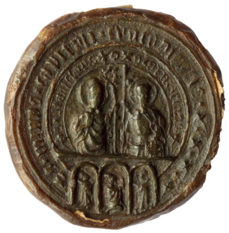 (nd)
Odciski pieczęci urzędowych Mistrzejowic
z lat 1854 i 1861 oraz odcisk w wosku luźnej
pieczęci krakowskiej kapituły katedralnej,
wielowiekowego właściciela Bieżanowa;
w polu pieczętnym z prawej strony postać
św. Stanisława, pastorałem, z lewej strony
postać św. Wacława z włócznią, u dołu trzy
nisze z klęczącymi postaciami, nad świętymi
wyryte imiona: S[ANCTUS] STANISLAUS
S[ANCTUS] VENCZESLAUS,
w otoku napis: S[IGILLUM]
MINUS CAPITULI CRACOVIENSIS
(Archiwum Narodowe w Krakowie,
sygn. WMK XIV-80, s. 927, 1615;
sygn. 29/1597/77)