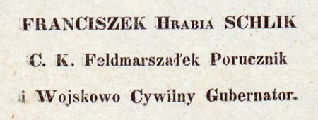 Podpis pod obwieszczeniem z 3 sierpnia 1848 roku w sprawie zakłócania porządku publicznego „kocią muzyką” (Biblioteka Jagiellońska, sygn. 34210 IV Rara, s. 103)