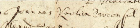 Z księgi wójtowskiej Kleparza obejmującej lata 1649–1653: początkowy fragment wpisu z 1651 roku
dotyczącego sprawy przed ławą z udziałem Jana Bojanowskiego zwanego Karlica, wówczas burmistrza kleparskiego –
oraz zbliżenie zapisu imienia i funkcji (Archiwum Narodowe w Krakowie, sygn. KL 11, s. 201)