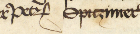 Z księgi miejskiej rachunkowej zawierającej wpisy z lat 1407–1410 strona 23 z wpisem otwierającym rejestr wydatków
i dochodów z 1408 roku, gdzie zostali wymienieni urzędujący ówcześnie rajcy, wśród nich Piotr Spicymir –
oraz powiększenie zapisu imienia (Archiwum Państwowe w Krakowie, sygn. rkps 1594, s. 23)