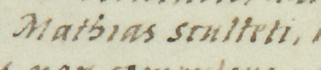Dokument wydany w 1563 roku w Piotrkowie, w którym Zygmunt August na prośbę Stanisława Landroniego,
przeora oo. Augustianów przy kościele św. Katarzyny w Kazimierzu, potwierdził i powtórzył siedem wcześniejszych
dokumentów dotyczących pól i łąk we wsi Czyżowa, w tym najstarszy z nich, wydany w 1430 roku w Kazimierzu,
mocą którego rajcowie kazimierscy, wśród nich Maciej Sołtys, potwierdzili, że Wicher przekazał połowę łanu w Czyżowej
Jakubowi Taube Czechowi i jego żonie Marcie oraz ich spadkobiercom – oraz zbliżenie zapisu imienia
(Archiwum Narodowe w Krakowie, sygn. Aug. perg. 209)