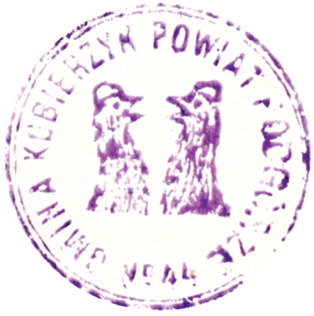 (1901)
Odciski pieczęci urzędowych Kobierzyna
pochodzące z lat 1854, 1901 i 1924 oraz
pieczęci dominialnej („państwa kobierzyńskiego”)
z 1854 roku
(Archiwum Narodowe w Krakowie,
sygn. 29/279/1996, s. 162;
sygn. Kr 7950, nlb.; sygn. PUZKr 44,
s. 24; sygn. 29/279/1996, s. 162)