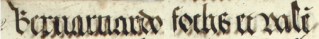 Z księgi radzieckiej Kazimierza obejmującej lata 1509–1533: fragment wpisu dokumentującego
wybór rady urzędującej na rok 1509, z Bernardem Foxem w składzie – zbliżenie zapisu imienia
(Archiwum Narodowe w Krakowie, sygn. K 8, s. 2–3)