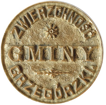 Metalowy tłok pieczętny używany przez gminę w okresie autonomicznym – lustrzane odbicie
(Archiwum Narodowe w Krakowie, sygn. T 359)