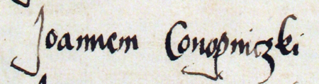 Z księgi radzieckiej obejmującej lata 1532–1536 wpis ze strony 195 z wykazem rajców urzędujących
wybranych na rok 1537, wśród których znajduje się Jan Konopnicki – oraz powiększenie zapisu imienia
(Archiwum Państwowe w Krakowie, sygn. rkps 435, s. 195)