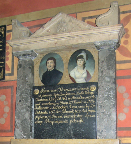 Pomnik nagrobny zmarłego w 1818 roku Tomasza Krzyżanowskiego i jego żony, Julianny z Lichockich, zmarłej
w 1813 roku, wystawiony przez ich synów w kaplicy Przemienienia Pańskiego kościoła Mariackiego w Krakowie