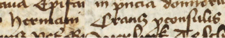 Z księgi testamentów obejmującej lata 1427–1623 fragment strony 7 z wpisem z 1443 roku, stwierdzającym, że w niedzielę
w oktawie Trzech Króli w obecności rajców Hermana Krancza, wówczas burmistrza, Jerzego Schwarcza (nr 184),
Piotra Grazera (nr 196), Mikołaja Wierzynka (nr 191), Jana Teschnera (nr 216) i Jana Stelczera (nr 222),
niejaki Jan Job złożył swoje zeznanie testamentowe – oraz powiększenie zapisu imienia i funkcji burmistrza
(Archiwum Państwowe w Krakowie, sygn. rkps 772, s. 7)