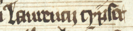 Z księgi radzieckiej Kazimierza obejmującej lata 1402–1416: fragment wpisu dokumentującego
wybór rajców na rok 1404, z Wawrzyńcem Czipserem w składzie – oraz zbliżenie zapisu imienia
(Biblioteka Jagiellońska, sygn. rkps 1045/1, k. 66)