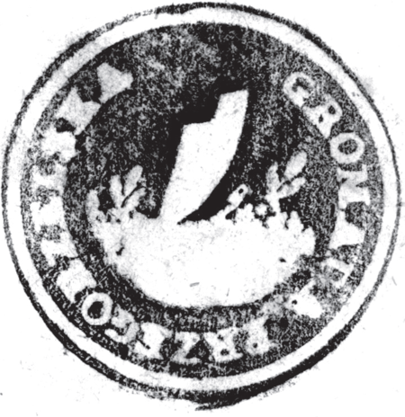 (1847)Odciski pieczęci urzędowych
z lat 1847, 1927 i 1938
(Archiwum Narodowe w Krakowie,
sygn. WM 562, s. 223; sygn. 29/206/402,
s. 913; Archiwum Opactwa Benedyktynów
w Tyńcu, sygn. 5/1/4/11)