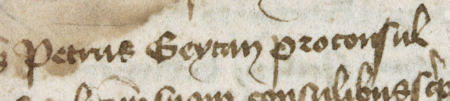 Z księgi rady miejskiej, obejmującej lata 1392–1422 strony 354–355 z wpisem z roku 1409, w którym Piotr Geytan
występuje jako pełniący wówczas funkcję burmistrza – oraz powiększenie zapisu imienia i funkcji burmistrza
(Archiwum Państwowe w Krakowie, sygn. rkps 427, s. 354–355)