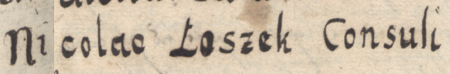 Z Liber inscriptionum… klasztoru oo. Augustianów w Kazimierzu: początkowy fragment dokonanego w roku 1681
wpisu przywołującego wydany w 1424 roku przez Władysława Jagiełłę przywilej dla Michała Losska, rajcy kazimierskiego,
na wybudowanie domu na przedmieściu Stradom, na gruncie zwanym „Rajem” – oraz zbliżenie zapisu imienia i urzędu
(Biblioteka Naukowa PAU/PAN, sygn. rkps 1676)