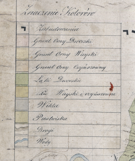 Z Archiwum Wolnego Miasta Krakowa mapa wsi Zesławice i Kantorowice wyrysowana w 1821 roku przez Wincentego Jarockiego,
mierniczego rządowego Królestwa Polskiego i Rzeczypospolitej Krakowskiej; mapa weszła do zasobu Komisji Włościańskiej Wolnego
Miasta Krakowa prowadzącej prace przygotowujące uwłaszczenie chłopów – oraz powiększenia fragmentów legendy
(Archiwum Narodowe w Krakowie, sygn. 29/200/59)