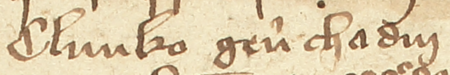 Z najstarszej zachowanej księgi radzieckiej Kazimierza obejmującej lata 1369–1381:
fragment wpisu dokumentującego wybór rajców na rok 1375, z Klimkiem Chadą w składzie –
oraz zbliżenie zapisu imienia (Archiwum Narodowe w Krakowie, sygn. K 1, s. 119)
