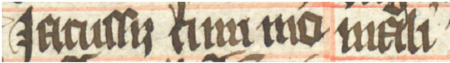 Z księgi radzieckiej Kazimierza obejmującej lata 1402–1416: fragment wpisu
dokumentującego wybór rajców na rok 1405, z Jakubem cum moniali w składzie – oraz zbliżenie zapisu imienia
(Biblioteka Jagiellońska, sygn. rkps 1045/1, k. 93)