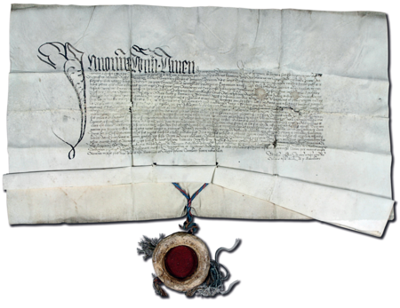 Dokument wydany w 1464 roku w Krakowie, mocą którego król Kazimierz [ Jagiellończyk] na prośbę kapituły krakowskiej przeniósł 30 wsi kapitulnych,
w tym szereg przyłączonych kilka wieków później do Krakowa, a mianowicie: Bieżanów z Kaimem, Bodzów, Borek [Fałęcki], Grębałów, Mistrzejowice,
Pychowice, Witkowice i Wyciąże, z prawa polskiego na prawo niemieckie zwane magdeburskim, uwalniając tym samym te wsie od ciężarów prawa polskiego
(Archiwum Krakowskiej Kapituły Katedralnej, sygn. perg. 498)