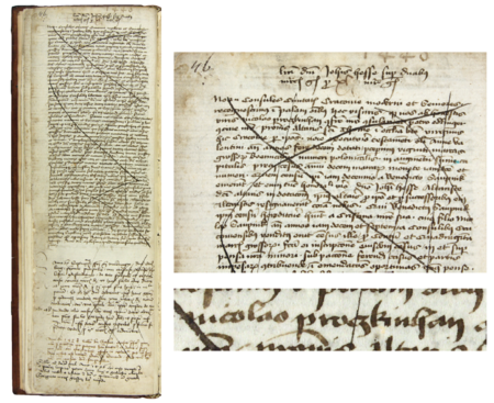 Z księgi sprzedaży czynszów miejskich, zawierającej wpisy z lat 1412–1548 strona 46, na której znajduje się wpis z 1440
roku, w którym rajcy krakowscy podali do wiadomości, że otrzymali fundusze od rajcy Mikołaja Proczkinhana i mieszczanina
Piotra Edlingera, patronów ołtarza św. Tomasza w kościele Mariackim, pochodzące z zapisu testamentowego Anny Walentyny,
jak też przekazali należność czynszową z Wagi Mniejszej – oraz powiększenie zapisu imienia
(Archiwum Państwowe w Krakowie, sygn. rkps 1358, s. 46)