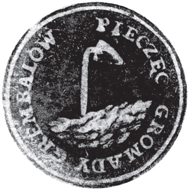 (1833)
Odciski pieczęci urzędowych Grębałowa
z lat 1833, 1867, 1926 i 1946
(Archiwum Narodowe w Krakowie,
sygn. WMK IX-35, nlb.; sygn. T.Schn.
571, s. 7; sygn. PUZKr 48, nlb.;
sygn. UW II 391, s. 399)