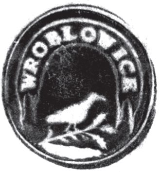 (1889)
Odciski pieczęci urzędowych Wróblowic
z lat 1889 i 1927, pieczęci dominium
wróblowickiego z roku 1847 oraz pieczęci
zakonu oo. augustianów w Kazimierzu,
długotrwałych właścicieli wsi Wróblowice
(Archiwum Narodowe w Krakowie,
sygn. 29/465/1433, nlb.;
sygn. 29/286/61, nlb.; sygn. K. Krak. op. 147,
s. 22; sygn. Aug. 124, s. 341)