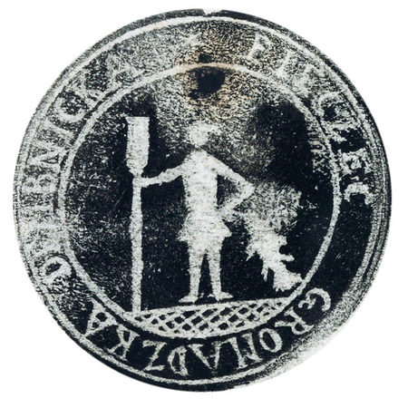 Z księgi uchwał gminy Dębniki vel Rybaki obejmującej lata 1867–1907:
odcisk pieczęci urzędowej Dębnik jako gromady; w otoku napis:
DEMBNICKA PIECZĘĆ GROMADZKA, używanej jeszcze w 1877 roku
(Archiwum Narodowe w Krakowie, sygn. GmP XIII-2, s. 39)