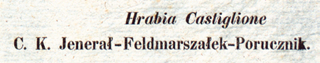 Podpis pod obwieszczeniem z 27 kwietnia 1848 roku z w sprawie objęcia nad miastem połączonej władzy wojskowej i cywilnej (Biblioteka Jagiellońska, sygn. 224776 IV Rara, nr 45)