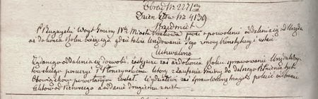 Z sentencjonarza obrad Senatu Rządzącego Wolnego Miasta Krakowa wpis z 1819 r.
dotyczący wójta Marcelego Bugajskiego
(Archiwum Narodowe w Krakowie, sygn. WMK IV-6, s. 390)