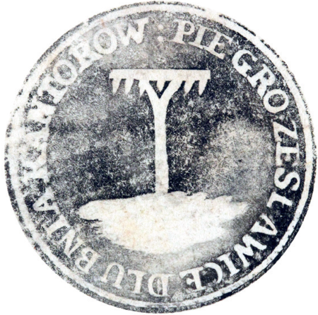 (1836)
Odciski wspólnej pieczęci Zesławic, Dłubni
i Kantorowic z 1836 roku oraz pieczęci urzędowych
Kantorowic z lat 1865, 1920 i 1946
(Archiwum Narodowe w Krakowie,
sygn. WMK IX-38, nlb.; sygn. T.Schn. 721, nlb.;
sygn. PUZKr 50, nlb.; sygn. UW II 391, s. 439)